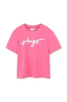Dětské bavlněné tričko HUGO růžová barva, G00390