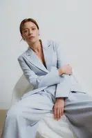 Kalhoty Answear.LAB dámské, modrá barva, široké, high waist