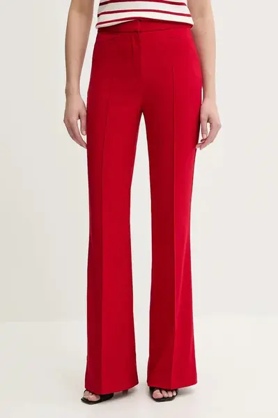 Kalhoty Morgan PECO.F dámské, červená barva, zvony, high waist, PECO.F