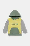 Dětská bavlněná mikina United Colors of Benetton zelená barva, s kapucí, vzorovaná, 3J68G2014