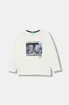 Dětské bavlněné tričko s dlouhým rukávem United Colors of Benetton bílá barva, s potiskem, 3TAMG10KM