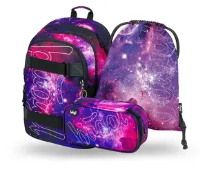 Baagl 3 SET Skate Galaxy: batoh, penál, sáček