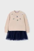 Dívčí šaty Mayoral béžová barva, mini, 4918