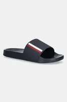 Pantofle Tommy Hilfiger CORPORATE TEXTURED POOL SLIDE pánské, tmavomodrá barva, FM0FM05618