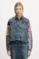Džínová bunda Desigual ETNIC tmavomodrá barva, přechodná, 25WWED14