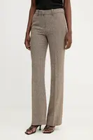 Kalhoty Ermanno Firenze dámské, hnědá barva, zvony, high waist, 57TP002ED0