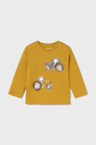 Dětské bavlněné tričko s dlouhým rukávem Mayoral žlutá barva, 2069