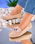 Resti Openwork light brown women's moccasins with decorative crystals Cizzas