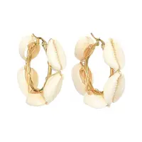 Natural Shell Beaded Hoop Earrings