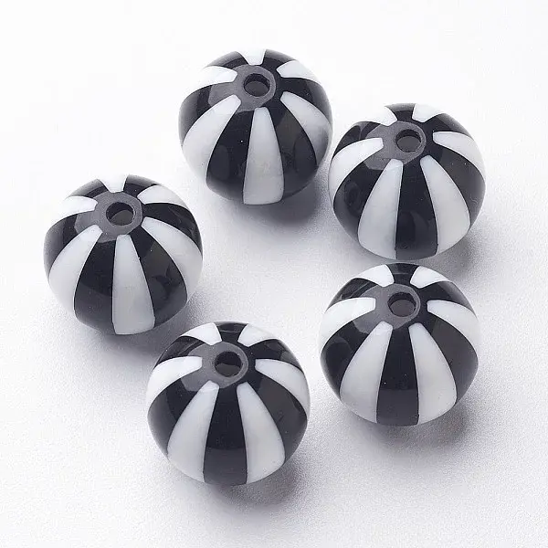 Colorful Stripe Chunky Bubblegum Acrylic Beads