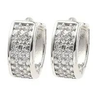 Brass with Cubic Zirconia Thick Hoop Earrings