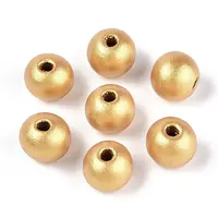 Spray Painted Round Natural Schima Wood Beads