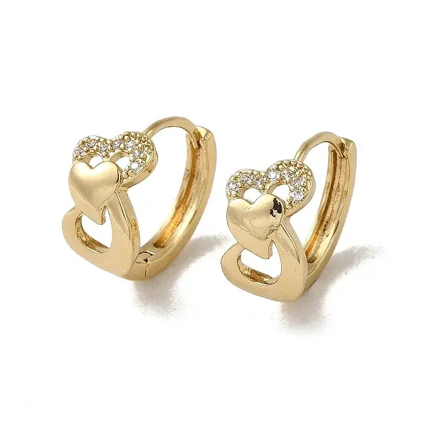 Brass Micro Pave Cubic Zirconia Hoop Earring