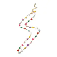 Enamel Star & Heart Link Chain Necklace