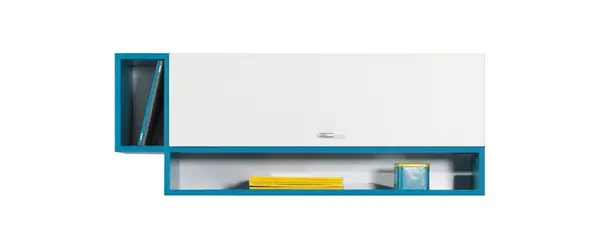 Závěsný regál moli 13 - bílý lux/tyrkys