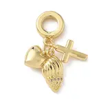 Brass Micro Pave Clear Cubic Zirconia European Dangle Charms