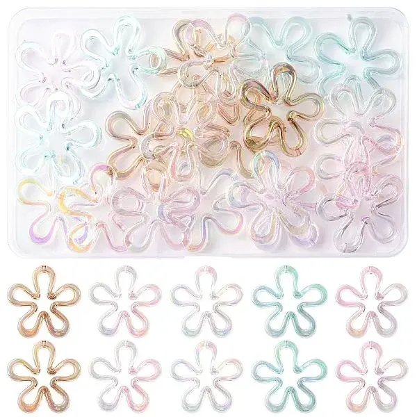 20Pcs 5 Colors Plated UV Acrylic Beads