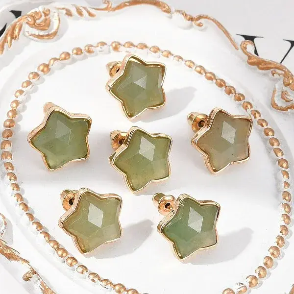 Natural Green Aventurine Stud Earrings