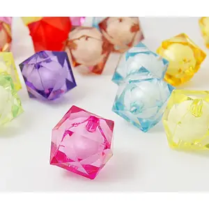 Mixed Color Transparent Acrylic Faceted Cube Beads