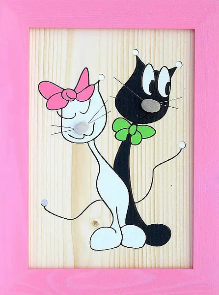 Obr 015 obrázek kočka a kocour růžový - m - 250x330mm