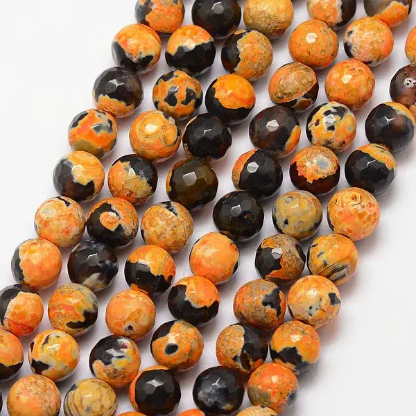 Natural Fire Crackle Agate Bead Strands