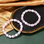 Dyed Natural Selenite Column Beaded Stretch Bracelets for Women