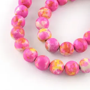 Dyed Natural Ocean White Jade Round Bead Strands