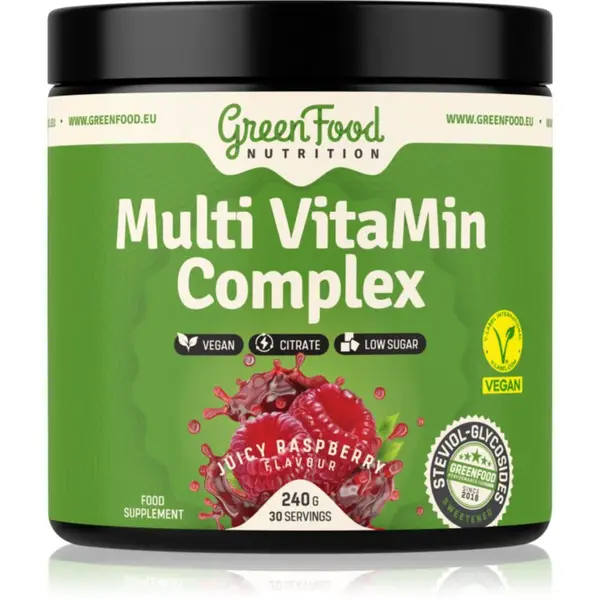 GreenFood Nutrition Multi VitaMin Complex prášek s multivitamínovým komplexem příchuť Juicy Raspberry 240 g