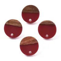 Opaque Resin & Walnut Wood Stud Earring Findings