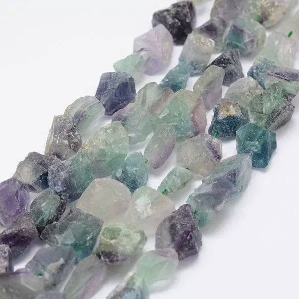Raw Rough Natural Fluorite Bead Strands