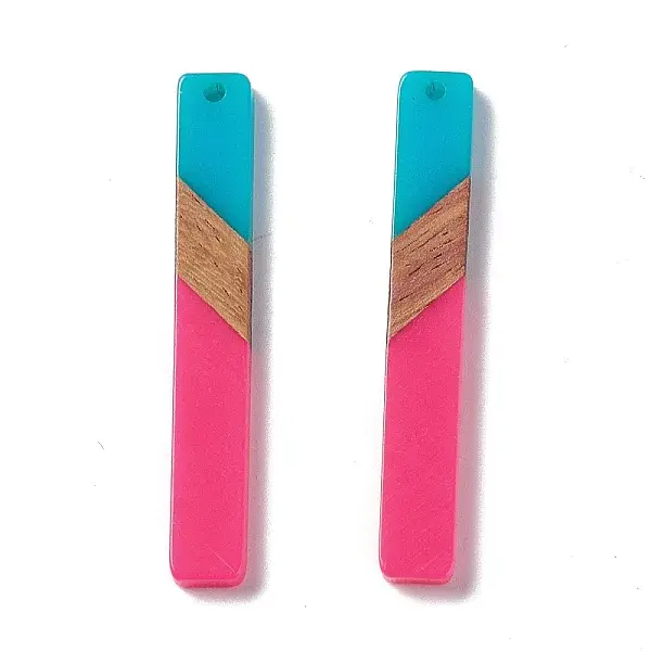 Opaque Resin & Walnut Wood Big Pendants