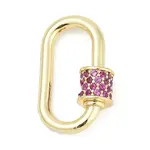 Oval Brass Micro Pave Cubic Zirconia Screw Carabiner Clasps