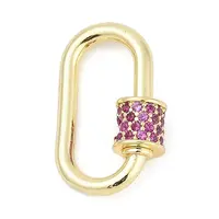 Oval Brass Micro Pave Cubic Zirconia Screw Carabiner Clasps