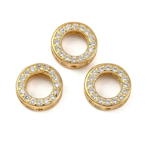 925 Sterling Silver Micro Pave Clear Cubic Zirconia Bead Frames