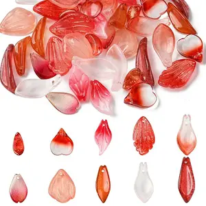 45pcs 9 styles Transparent Glass Pendants