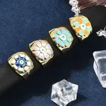 Brass Enamel Cuff Rings for Women