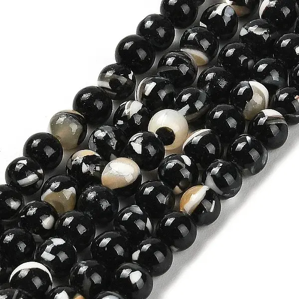 Assembled Synthetic Stone and Trochus Shell Beads Strands