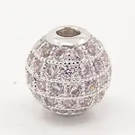 Thistle CZ Jewelry Findings Brass Micro Pave Cubic Zirconia Round Beads