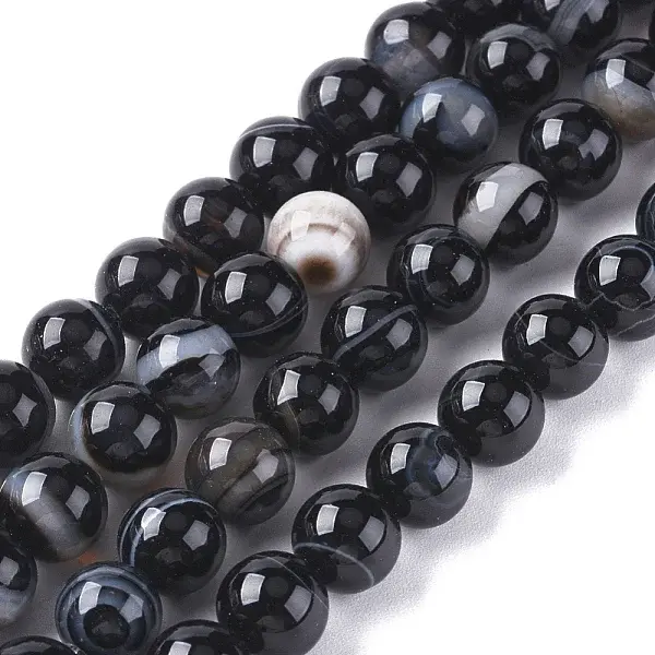 Natural Black Agate Beads Strands