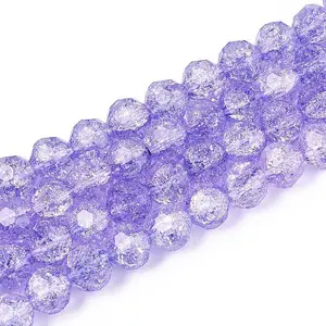Transparent Crackle Glass Beads Strands