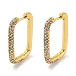Brass Micro Pave Cubic Zirconia Huggie Hoop Earrings