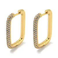 Brass Micro Pave Cubic Zirconia Huggie Hoop Earrings