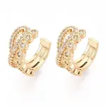 Brass Micro Pave Clear Cubic Zirconia Cuff Earrings