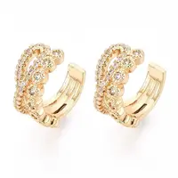 Brass Micro Pave Clear Cubic Zirconia Cuff Earrings