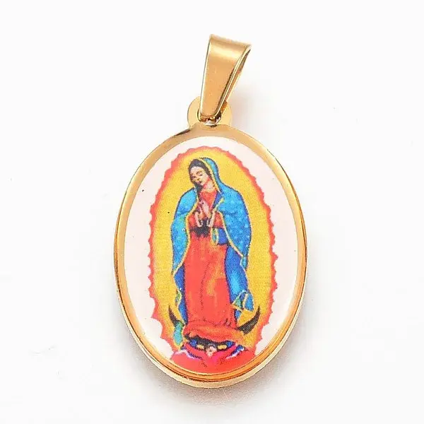 304 Stainless Steel Lady of Guadalupe Pendants