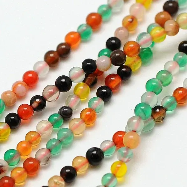 Natural Agate Round Bead Strands
