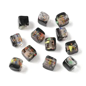 Baking Painted Handmade Gold Sand Lampwork Beads