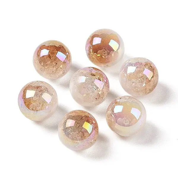 UV Plating Opaque Crackle Two-tone Acrylic Beads