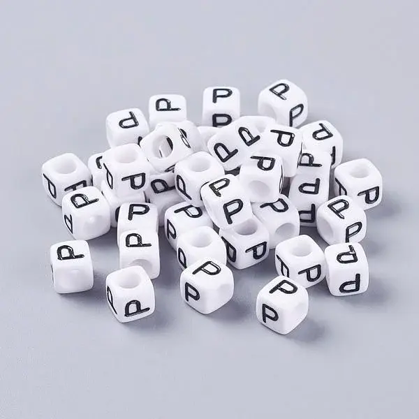 Acrylic Horizontal Hole Letter Beads