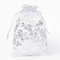 Rose Printed Organza Bags